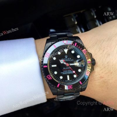 High Quality Replica Rolex Black strap Black Face Dial Black Ceramic Bezel Men Watch 40mm